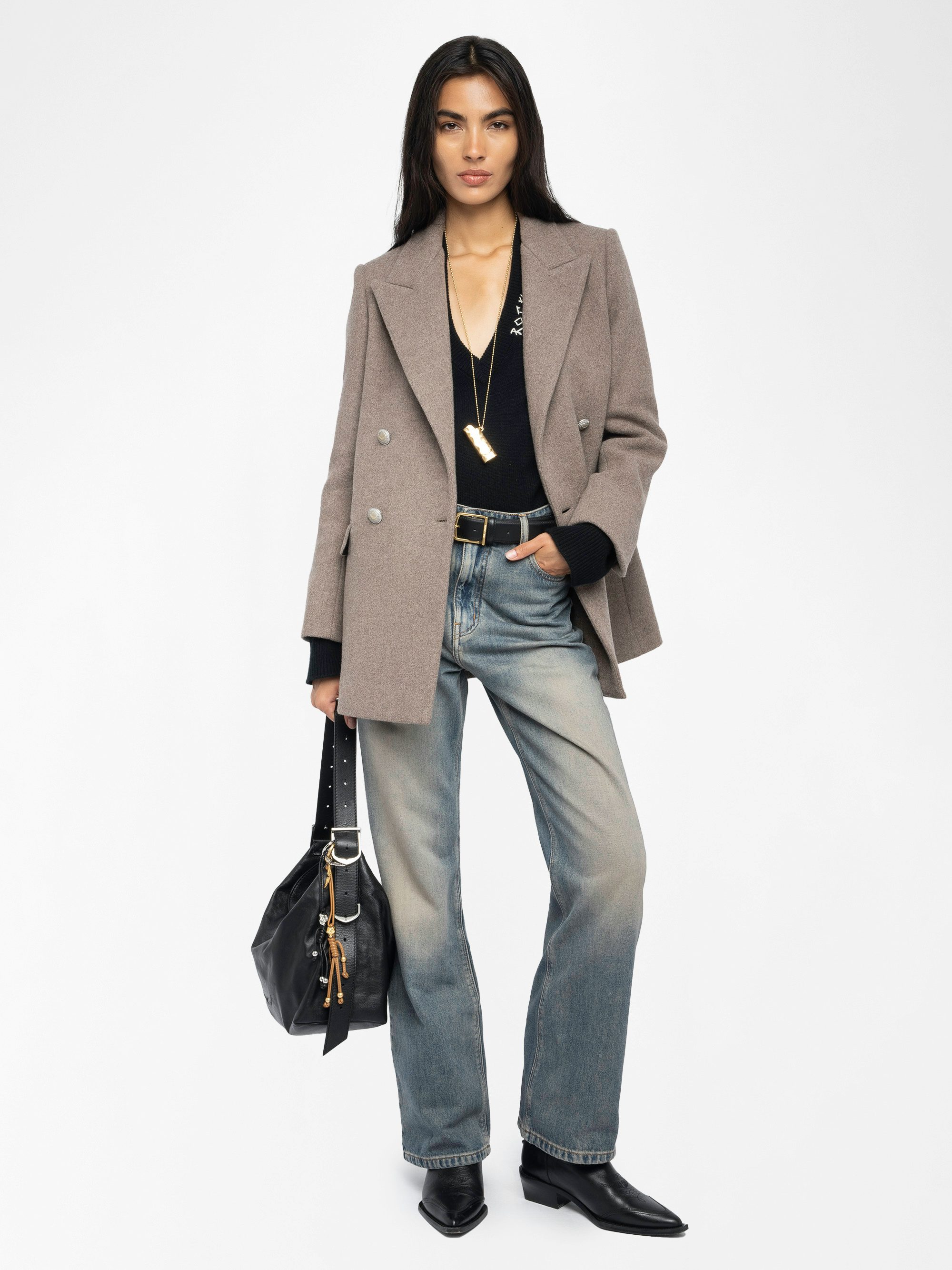 Miew Coat - Peacoat-style coat in wool blend, long sleeves and double-breasted button fastening.